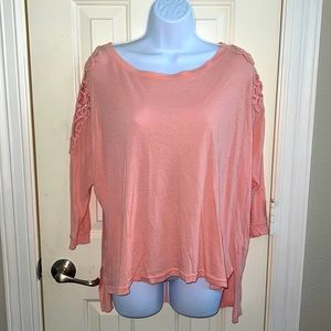 Forever 21- 3/4 sleeve peach hi-low shirt